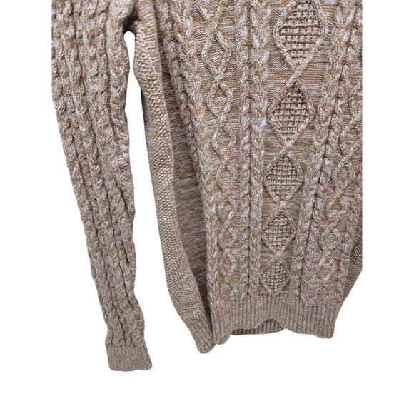 Club Room Chunky Cable Knit Turtleneck Sweater Small Oatmeal Grandpa Fisherman - Picture 7 of 8